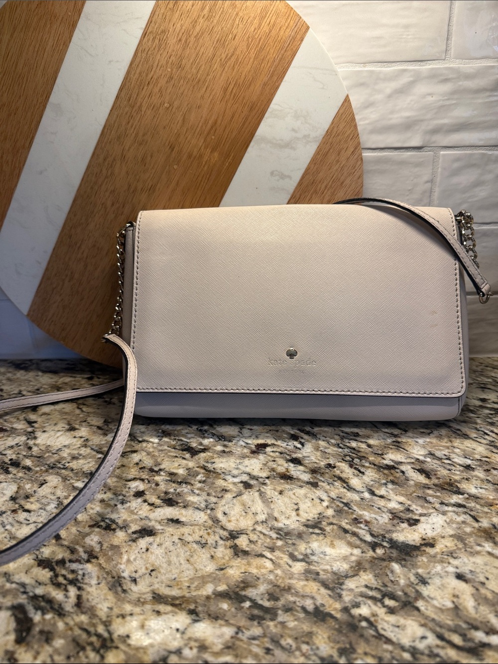 kate spade cream leather crossbody with chain strap